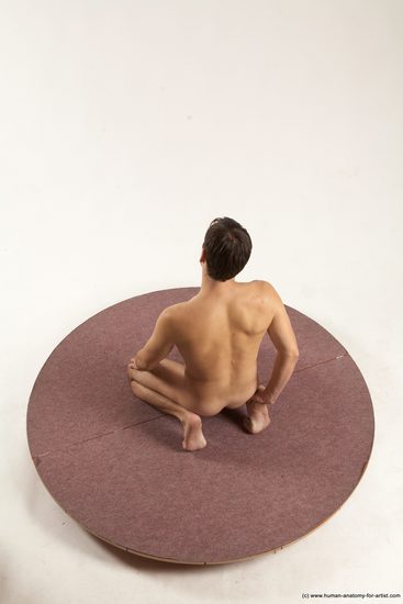 Nude Man White Kneeling poses - ALL Slim Short Brown Kneeling poses - on both knees Multi angles poses Realistic