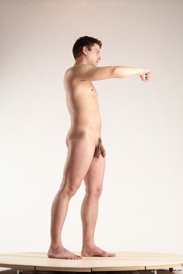 Nude Man White Standing poses - ALL Average Short Brown Standing poses - simple Multi angles poses Realistic