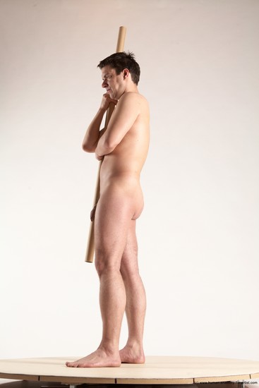 Nude Man White Standing poses - ALL Average Short Brown Standing poses - simple Multi angles poses Realistic