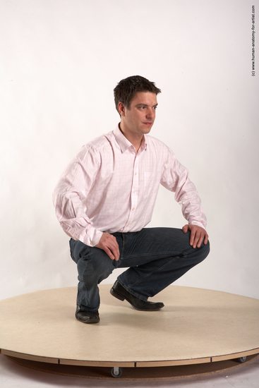 Casual Man White Standing poses - ALL Average Short Brown Standing poses - knee-bend Academic