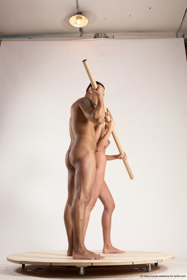 Nude Woman - Man Another Standing poses - ALL Slim Short Brown Standing poses - simple Multi angles poses Realistic