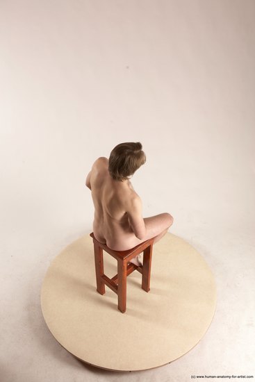 Nude Man White Sitting poses - simple Slim Short Brown Sitting poses - ALL Multi angles poses Realistic