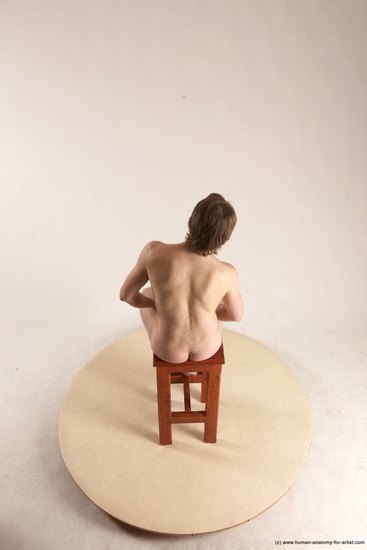 Nude Man White Sitting poses - simple Slim Short Brown Sitting poses - ALL Multi angles poses Realistic