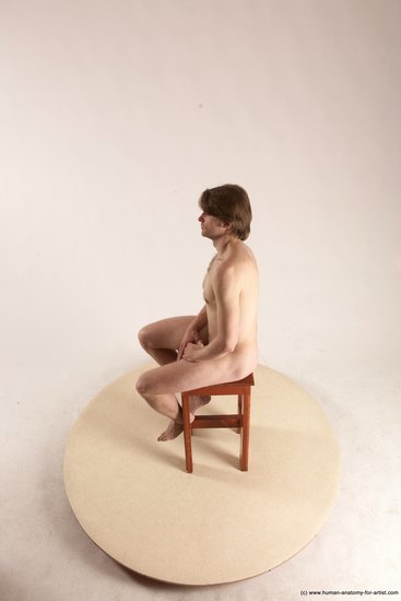 Nude Man White Sitting poses - simple Slim Short Brown Sitting poses - ALL Multi angles poses Realistic