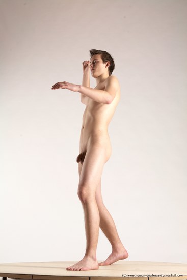 Nude Man White Standing poses - ALL Slim Short Brown Standing poses - simple Multi angles poses Realistic