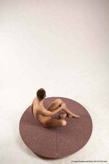 Nude Man White Sitting poses - simple Slim Short Brown Sitting poses - ALL Multi angles poses Realistic