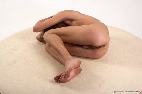 Nude Man White Laying poses - ALL Underweight Medium Brown Laying poses - on side Realistic