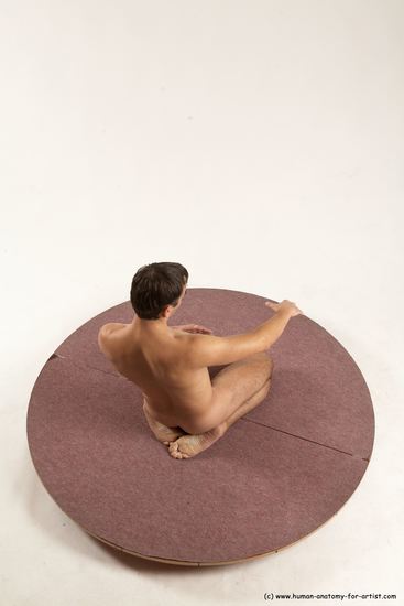 Nude Man White Slim Short Brown Sitting poses - ALL Sitting poses - on knees Multi angles poses Realistic