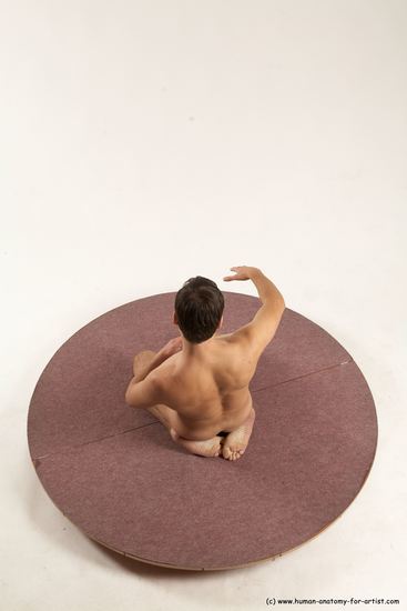 Nude Man White Slim Short Brown Sitting poses - ALL Sitting poses - on knees Multi angles poses Realistic