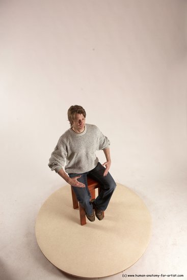 Casual Man White Sitting poses - simple Slim Short Brown Sitting poses - ALL Multi angles poses Academic