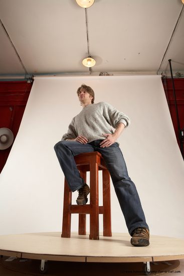 Casual Man White Sitting poses - simple Slim Short Brown Sitting poses - ALL Multi angles poses Academic