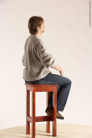 Casual Man White Sitting poses - simple Slim Short Brown Sitting poses - ALL Multi angles poses Academic