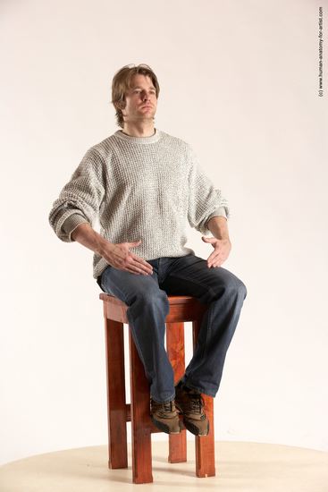 Casual Man White Sitting poses - simple Slim Short Brown Sitting poses - ALL Multi angles poses Academic