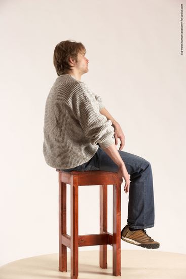 Casual Man White Sitting poses - simple Slim Short Brown Sitting poses - ALL Multi angles poses Academic