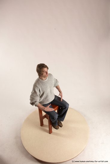 Casual Man White Sitting poses - simple Slim Short Brown Sitting poses - ALL Multi angles poses Academic