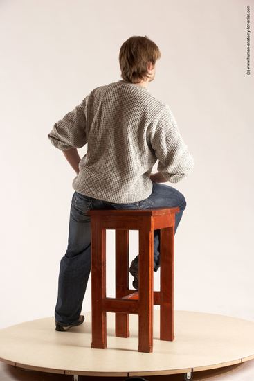 Casual Man White Sitting poses - simple Slim Short Brown Sitting poses - ALL Multi angles poses Academic