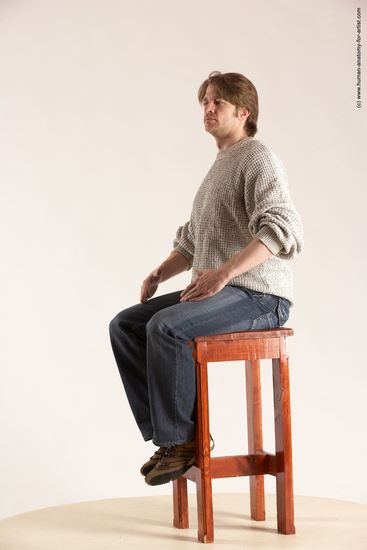 Casual Man White Sitting poses - simple Slim Short Brown Sitting poses - ALL Multi angles poses Academic