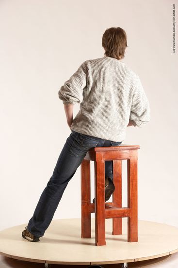 Casual Man White Sitting poses - simple Slim Short Brown Sitting poses - ALL Multi angles poses Academic