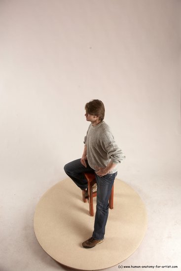 Casual Man White Sitting poses - simple Slim Short Brown Sitting poses - ALL Multi angles poses Academic