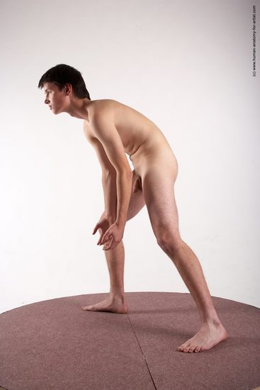 Nude Man White Standing poses - ALL Slim Short Brown Standing poses - simple Realistic