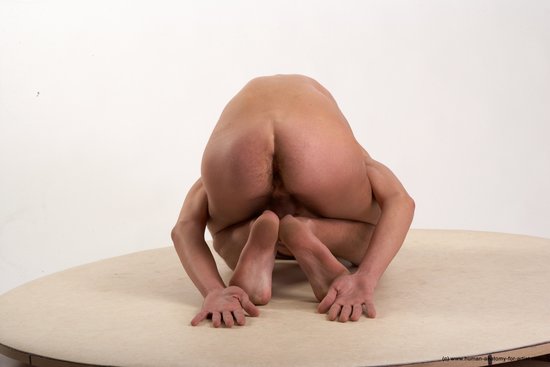 Nude Man White Kneeling poses - ALL Underweight Medium Brown Kneeling poses - on both knees Realistic