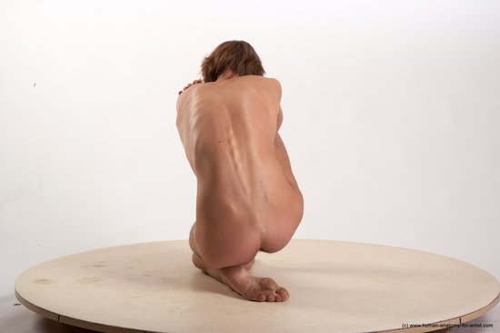 Nude Man White Laying poses - ALL Underweight Medium Brown Laying poses - on back Realistic