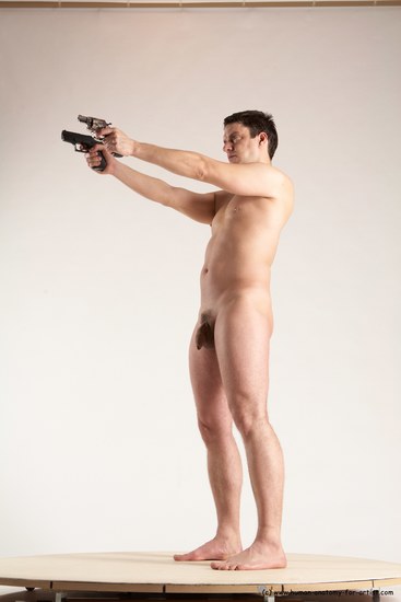 Nude Fighting with gun Man White Standing poses - ALL Average Short Brown Standing poses - simple Multi angles poses Realistic