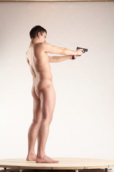 Nude Fighting with gun Man White Standing poses - ALL Average Short Brown Standing poses - simple Multi angles poses Realistic