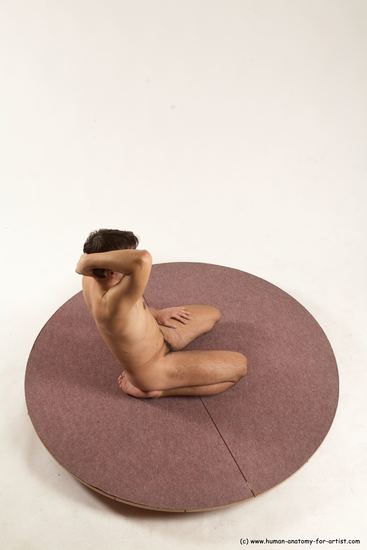 Nude Man White Kneeling poses - ALL Slim Short Brown Kneeling poses - on both knees Multi angles poses Realistic