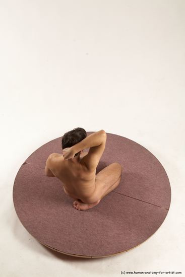 Nude Man White Kneeling poses - ALL Slim Short Brown Kneeling poses - on both knees Multi angles poses Realistic