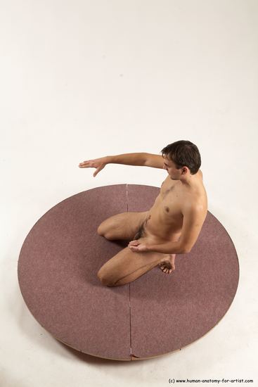 Nude Man White Kneeling poses - ALL Slim Short Brown Kneeling poses - on both knees Multi angles poses Realistic