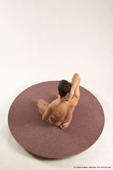 Nude Man White Kneeling poses - ALL Slim Short Brown Kneeling poses - on both knees Multi angles poses Realistic