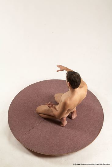 Nude Man White Kneeling poses - ALL Slim Short Brown Kneeling poses - on both knees Multi angles poses Realistic