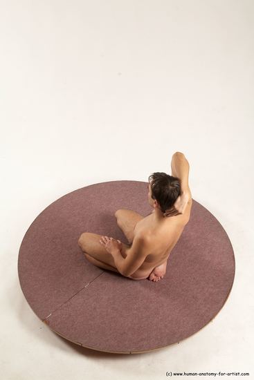 Nude Man White Kneeling poses - ALL Slim Short Brown Kneeling poses - on both knees Multi angles poses Realistic