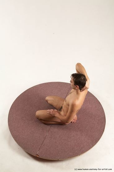 Nude Man White Kneeling poses - ALL Slim Short Brown Kneeling poses - on both knees Multi angles poses Realistic