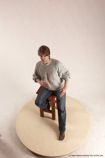 Casual Man White Sitting poses - simple Slim Short Brown Sitting poses - ALL Multi angles poses Academic