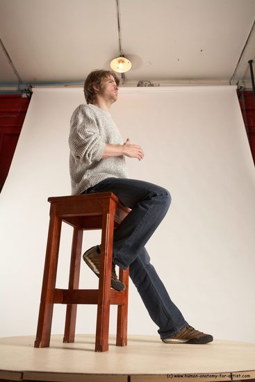 Casual Man White Sitting poses - simple Slim Short Brown Sitting poses - ALL Multi angles poses Academic