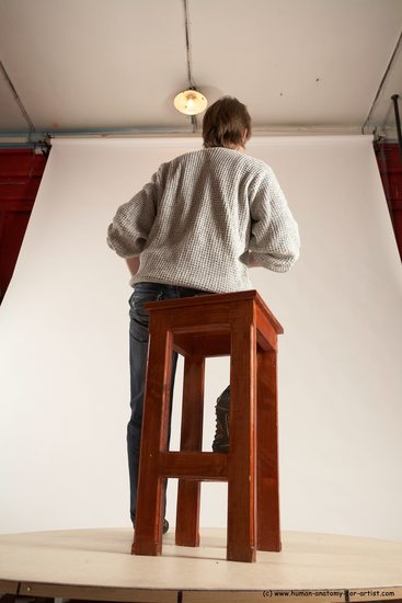 Casual Man White Sitting poses - simple Slim Short Brown Sitting poses - ALL Multi angles poses Academic