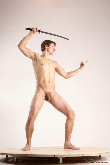 Nude Fighting Man White Standing poses - ALL Athletic Short Brown Standing poses - simple Multi angles poses Realistic