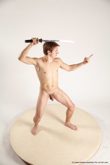 Nude Fighting Man White Standing poses - ALL Athletic Short Brown Standing poses - simple Multi angles poses Realistic