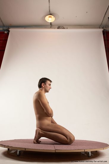 Nude Man White Laying poses - ALL Slim Short Brown Laying poses - on stomach Multi angles poses Realistic