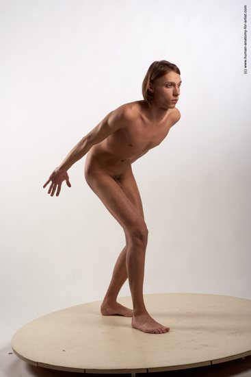 Nude Man White Standing poses - ALL Underweight Medium Brown Standing poses - simple Realistic