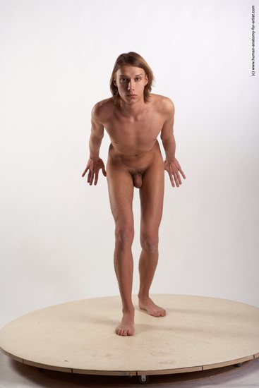 Nude Man White Standing poses - ALL Underweight Medium Brown Standing poses - simple Realistic