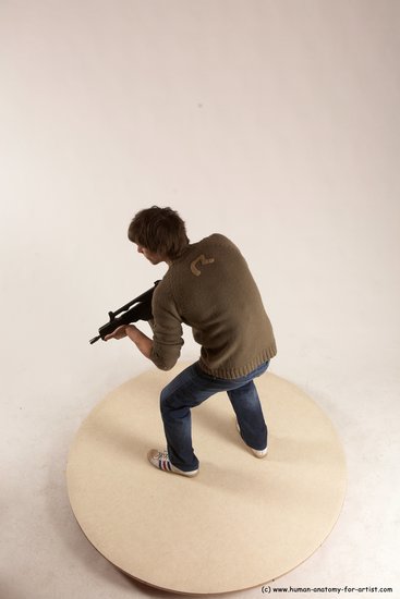 Casual Fighting with submachine gun Man White Standing poses - ALL Slim Short Brown Standing poses - simple Multi angles poses Academic Fighting poses - ALL