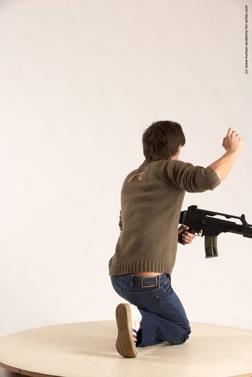 Casual Fighting with submachine gun Man White Standing poses - ALL Slim Short Brown Standing poses - simple Multi angles poses Academic Fighting poses - ALL