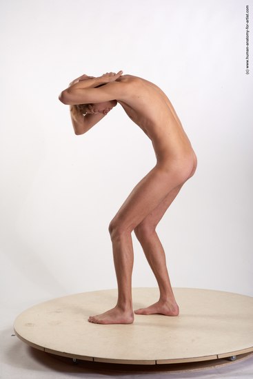 Nude Man White Standing poses - ALL Underweight Medium Brown Standing poses - simple Realistic