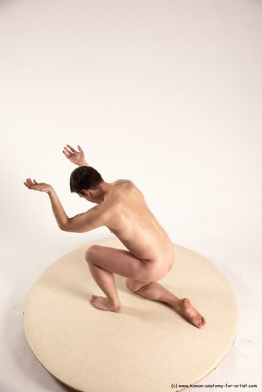 Nude Man White Kneeling poses - ALL Average Short Brown Kneeling poses - on one knee Multi angles poses Realistic