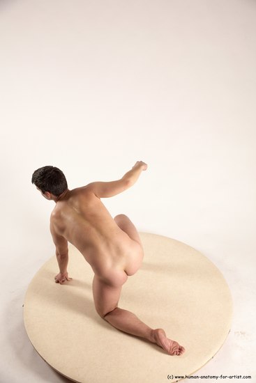 Nude Man White Kneeling poses - ALL Average Short Brown Kneeling poses - on one knee Multi angles poses Realistic