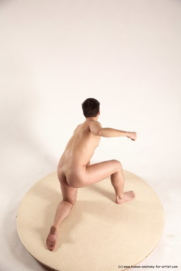 Nude Man White Kneeling poses - ALL Average Short Brown Kneeling poses - on one knee Multi angles poses Realistic