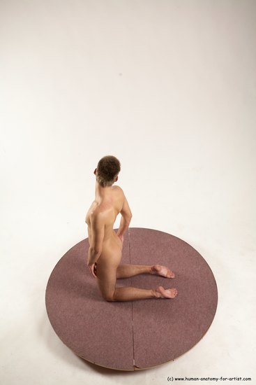 Nude Man White Kneeling poses - ALL Slim Short Brown Kneeling poses - on both knees Multi angles poses Realistic